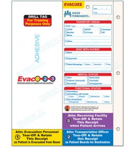 Evac123® Patient Evacuation Drill Tag - Kaiser Permanente