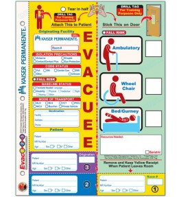 Evac123® Patient Evacuation Drill Tag - Kaiser Permanente