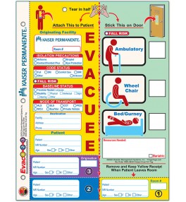 Evac123® Patient Evacuation Tag - Kaiser Permanente Version
