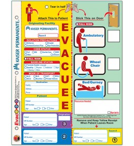 Evac123® Patient Evacuation Tag - Kaiser Permanente Version