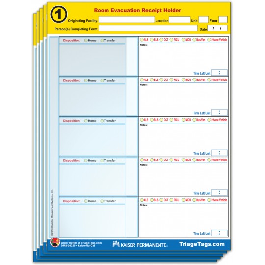Evac123® Room Evacuation Step 1 Receipt Holder Refill Pack - KP Version