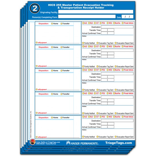 Evac123® Transportation Step 2 Receipt Holder Refill Pack - KP Version Evac123® Transportation Step 2 Receipt Holder Refill Pack - KP Version