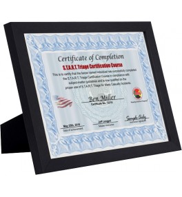 START Triage Certified Framed Parchment Certificate